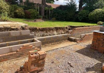 Brickwork construction in garden 1
