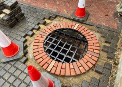 Brickwork round sewage pipe 1
