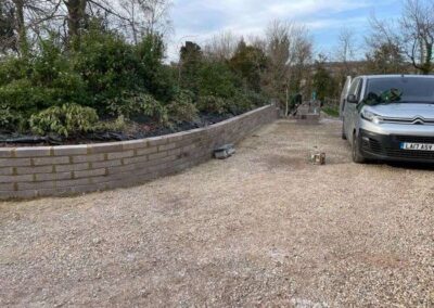 Brickwork wall on driveway
