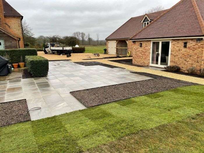 Constructing new patio in garden