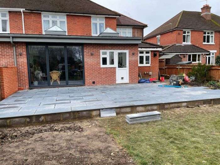 New back garden patio in process of built