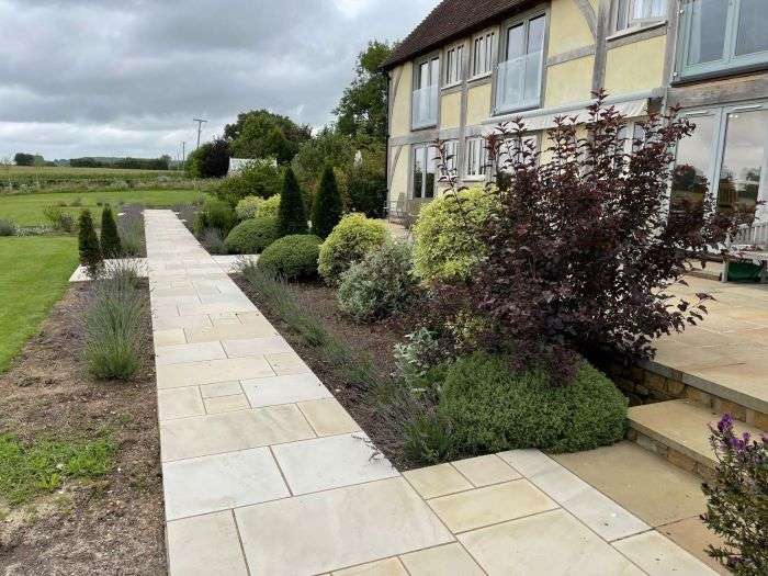 New patio path outside house